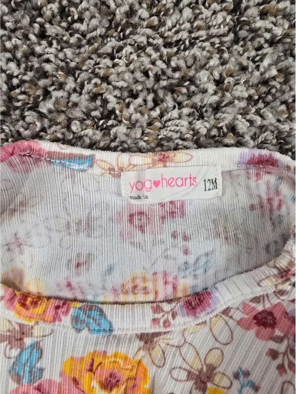 Young Hearts Baby Girls Sz 12M Dress and Cardigan Set Pink Orange Floral